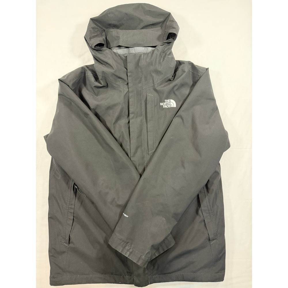 The North Face Mens DryVent Rain Jacket Black Hooded Shell Size L